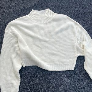 White Zaful crop sweater - size medium